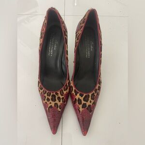 Donald J. Pliner Red and Leopard Print Heels WITH A SIGNATURE Donald J Pliner